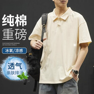 森馬全棉短袖polo衫男士2025新款夏季純棉男款上衣寬松男生翻領(lǐng)T恤衫 3001杏色  常規 M