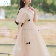 琳璽薄款連衣裙少女夏裝2025新款初中高中學(xué)生甜美收腰公主網(wǎng)紗長裙子 圖片色 M