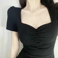 清中喬人棉御姐風(fēng)顯身材小黑裙春修身顯瘦氣質(zhì)女人味開(kāi)叉黑色連衣裙 黑色 XL