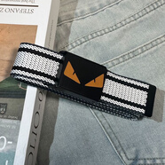 漫兮楠帆布皮帶男女潮流高初中學(xué)生青少年韓版個(gè)性百搭牛仔褲腰帶 眼睛白149斤內可使用 110cm