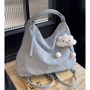 星昔包包女包單肩斜挎包韓版簡(jiǎn)約森系通勤托特包雙肩包通勤包送女友 淺藍色（不帶掛件）