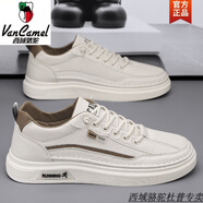 西域駱駝男鞋春季一腳蹬運動(dòng)平板鞋男士休閑皮鞋軟底防水防滑上班工作潮鞋 米粽(運動(dòng)款)-駱駝品牌 40