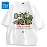 真維斯（Jeanswest）歐美潮牌短袖t恤男夏季純棉衣服大碼森系學(xué)生oversize時尚文化衫  白色(夢想家) 5XL (體重230-260斤)