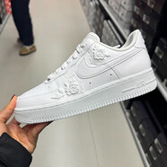 耐克（NIKE）鞋子女a(chǎn)f1空軍一號(hào)air force 1女鞋低幫小白鞋學(xué)生運(yùn)動(dòng)休閑鞋板鞋 HF2016-100 純白玫瑰 浮雕 36.5