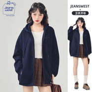 JEANSWEST CLUB真維斯連帽開(kāi)衫衛衣女拉鏈外套2025年新款春秋季百搭潮牌休閑帽衫