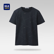海瀾之家（HLA）T恤男幾何線條短袖男 深灰花紋E7 M 170/88A推薦125~136斤