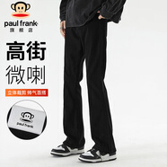 大嘴猴（paul frank）牛仔褲男士秋季高街微喇褲子男修身百搭休閑褲男褲 黑色 XL