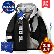 NASA LEAP官方男裝冬季棉衣男棉服男羽休閑絨服連帽加厚保暖外套男士棉襖子 NA66黑色（加絨） XL （建議140-160斤）