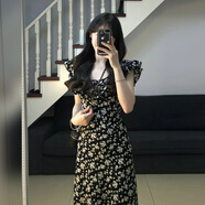 南啵丸小飛袖碎花連衣裙子女裝2025夏季茶歇法式赫本風(fēng)氣質(zhì)黑色收腰長(cháng)裙 黑色法式掐腰連衣裙長(cháng)裙開(kāi)春漂亮連衣裙知識分子裙子法 S 4045kg