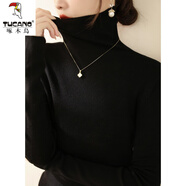 啄木鳥羊·毛衫高領(lǐng)打底衫女堆堆領(lǐng)套頭毛衣2024秋冬修身內(nèi)搭氣質(zhì)針織衫 黑色 2XL 130-145斤