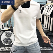 南歐世爵（Nou?Knight）歐洲站高端輕奢酷奇男裝男士短袖T恤衫暴力小熊春夏歐美修身上衣t 白色 XL
