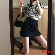 佐菲黛夏季新款年高腰牛仔半身裙女學(xué)生百搭顯瘦矮小個(gè)子春秋A字裙 黑色 S 160
