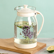 FANCYCHIC家用泡茶壺玻璃水壺大容量冷水壺果汁飲料壺涼白開(kāi)水壺韓式1.6升 白柄薰衣草單壺