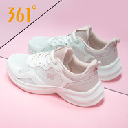361°女鞋 跑步鞋女運(yùn)動(dòng)鞋夏季361度女鞋網(wǎng)面休閑鞋透氣軟底旅游鞋子 羽毛白/清新粉2219F 36