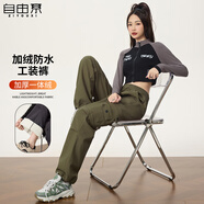 自由系加絨工裝褲女秋冬2025新款束腳登山?jīng)_鋒子褲高腰闊腿休閑運(yùn)動(dòng)衛(wèi)褲