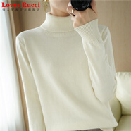 LOVER RUCCI100%純棉針織衫女半高領(lǐng)毛衣2025新款秋冬爆款長(zhǎng)袖加厚內(nèi)搭打底衫 米白色【高翻領(lǐng)】 M
