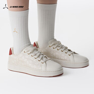 LI-NING 1990【肖戰(zhàn)同款-重章】板鞋女鞋新款輕便透氣小白鞋運動時尚休閑鞋 米白色/赭石紅-1 38