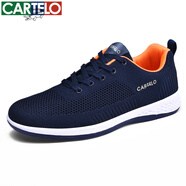 卡帝樂鱷魚（CARTELO）男士鞋子春夏季休閑運(yùn)動(dòng)網(wǎng)面透氣旅游鞋經(jīng)典板鞋 QH2010 深藍(lán) 41