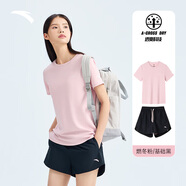 安踏速干運(yùn)動(dòng)套裝女士夏季透氣短褲短袖T恤有氧健身跑步瑜伽跳操衣服 【防走光套裝】燃冬粉7205-5 M/165