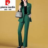 皮爾卡丹褲子兩件裝高級感春裝2025新款女裝洋氣時(shí)尚氣質(zhì)春秋職業(yè)西裝套裝 單件綠色西裝 S