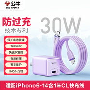 公牛適用蘋果16充電器iphone15/14pormax快充充電頭20W手機ipad平板30WPD自動斷電快充typec數(shù)據(jù)線套裝 迷霧紫【套裝】30W智能快充頭+1米MFI蘋果線