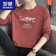 羅蒙（ROMON）長袖t恤男棉質(zhì)ins寬松黃色圓領(lǐng)上衣服潮流內(nèi)搭打底衫秋裝秋衣 30C516銹紅色 【200-230斤】 4XL