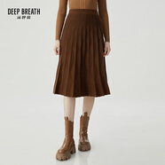 深呼吸DEEP BREATH女裝通勤風(fēng)中長(cháng)款高腰純羊毛針織半身傘裙A200194 焦糖 M (3碼)