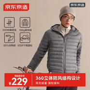京東京造穿山甲輕薄羽絨服 連帽白鴨絨戶外秋冬外套短款男 鈦灰色 XL