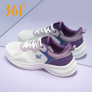 361°女鞋 跑步鞋女運(yùn)動鞋夏季361度女鞋網(wǎng)面休閑鞋透氣軟底旅游鞋子 羽毛白/丁香灰紫2219F 35