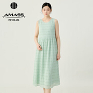 阿瑪施（AMASS）女裝2025新款不規(guī)則方格織物清爽度假風(fēng)無袖洋裝連衣裙5500544 淺綠 M (3碼)
