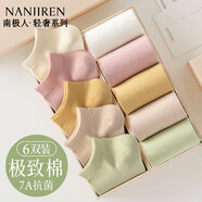 南極人（Nanjiren）6雙裝襪子女士短襪春夏季短筒襪純色棉襪隱形襪不掉跟女襪夏天