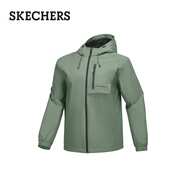斯凱奇（Skechers）2025男女同款梭織連帽外套戶外旅行運動夾克P125U001 龍舌蘭綠/035Z 2XL