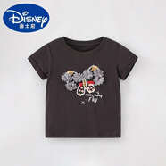 迪士尼（Disney）malwee女童短袖蝴蝶圖案黑色洋氣上衣歐美兒童寶寶純棉休閑衣服潮 黑色 A2306 90 cm