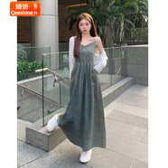 婍妡做舊輕奢質(zhì)感高級(jí)牛仔吊帶裙女夏季修身A字直筒連衣裙ins 主圖款 XL [優(yōu)質(zhì)現(xiàn)貨]