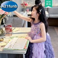A 21 FUNB女童夏天裙子新款兒童亮片背心裙寶寶夏季洋氣蓬蓬網(wǎng)紗裙小女孩款 紫色 808背心裙 140 cm
