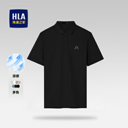 海瀾之家（HLA）短袖t恤男夏季新品POLO領(lǐng)撞色翻領(lǐng)短T男親膚透氣簡(jiǎn)約休閑上衣男 黑色L4(涼感5A抗菌) 3XL /190/104A
