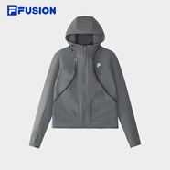 斐樂FUSION潮牌梭織外套女25春新款時尚休閑拼色連帽上衣 默魅灰-DY S 160/80A