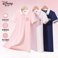 迪士尼寶寶女童連衣裙夏季2025新款兒童節(jié)禮物女孩夏裝POLO公主裙兒童裙子 純色風(fēng)鈴綠 110