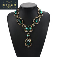 筱惠歐美夸張大寶石鎖骨項(xiàng)鏈女宮廷復(fù)古輕奢風(fēng)水晶吊墜禮服宴會(huì)配飾 綠水晶