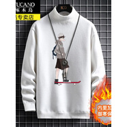 啄木鳥毛衣男加絨加厚秋冬季新款針織衫男韓版潮流情侶圓領(lǐng)長(zhǎng)袖t恤 1518白色 1518白色 M