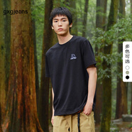 gxg.jeans男裝短袖T恤2024年夏季簡(jiǎn)約刺繡圓領(lǐng)體恤 黑色 M (170)