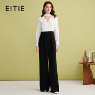 愛(ài)特愛(ài)（EITIE）氣質(zhì)個(gè)性撞色連體褲收腰通勤顯瘦闊腿連衣褲2025春季新款A2512501 固黑色22 M 160