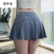 潮夢城迷你超短裙性感包臀齊小短裙露底夏季時尚屁簾運動女跑步瑜伽裙健 灰藍色 M