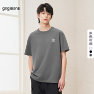 gxg.jeans男裝短袖T恤 2025年夏季新款白色刺繡圓領(lǐng)體恤 灰色 L (175)