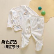 新生嬰兒分體套裝春秋兩件套初生寶寶開(kāi)春純棉0到3個(gè)月a類(lèi)男衣服 藍帽熊 52cm