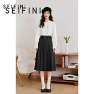 詩(shī)凡黎（‘S EIFINI）詩(shī)凡黎學(xué)院風(fēng)jk裙新款少女解構黑色高腰顯瘦a字半身百褶裙女 黑色 XL