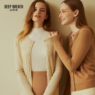 深呼吸DEEP BREATH女裝針織100%純羊絨開衫毛衣女A400471 卡其 M (3碼)