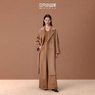 三只小山羊【明星同款】中長老錢風(fēng)100純羊絨大衣雙排牛角扣冬季大衣女 駝色 S