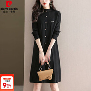 皮爾卡丹（pierre cardin）針織連衣裙女秋冬新款打底裙內搭冬季加厚毛衣裙氣質(zhì)顯瘦 黑色 M 【建議100-110斤】
