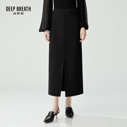 深呼吸DEEP BREATH女裝前開(kāi)叉長(cháng)款高腰一步半身裙A200289 黑 L (4碼)